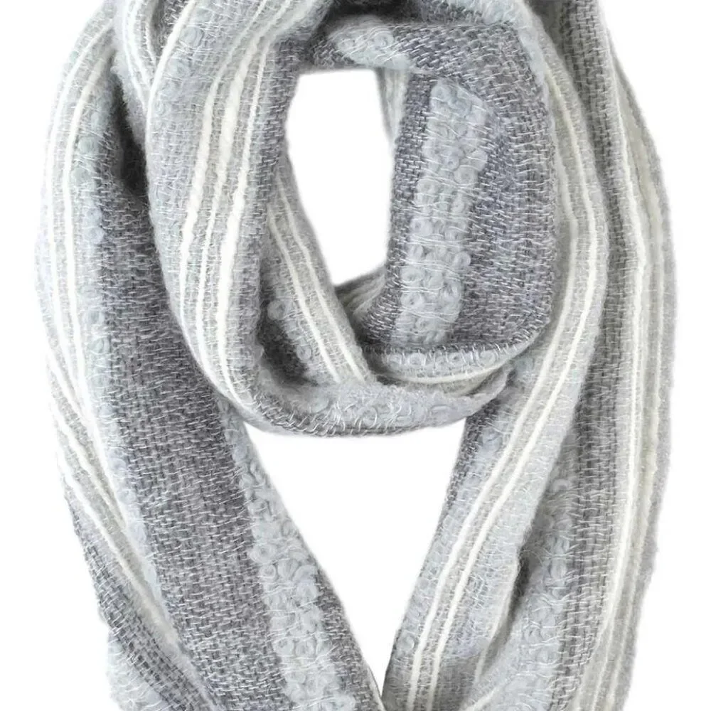 New! Shupaca Infinity Alpaca Scarf - Boucle - Gray Monochrome